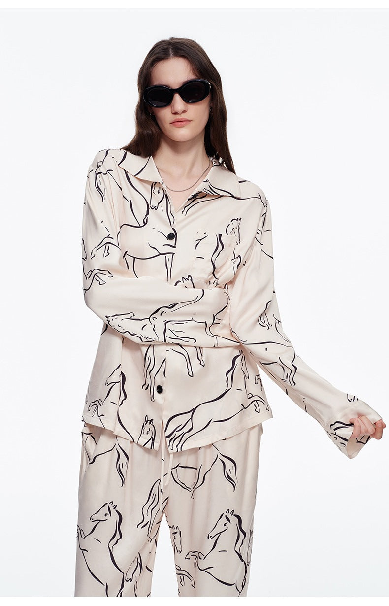 Printed Long Sleeve Pajama Set | Skin-Friendly Comfort Loungewear