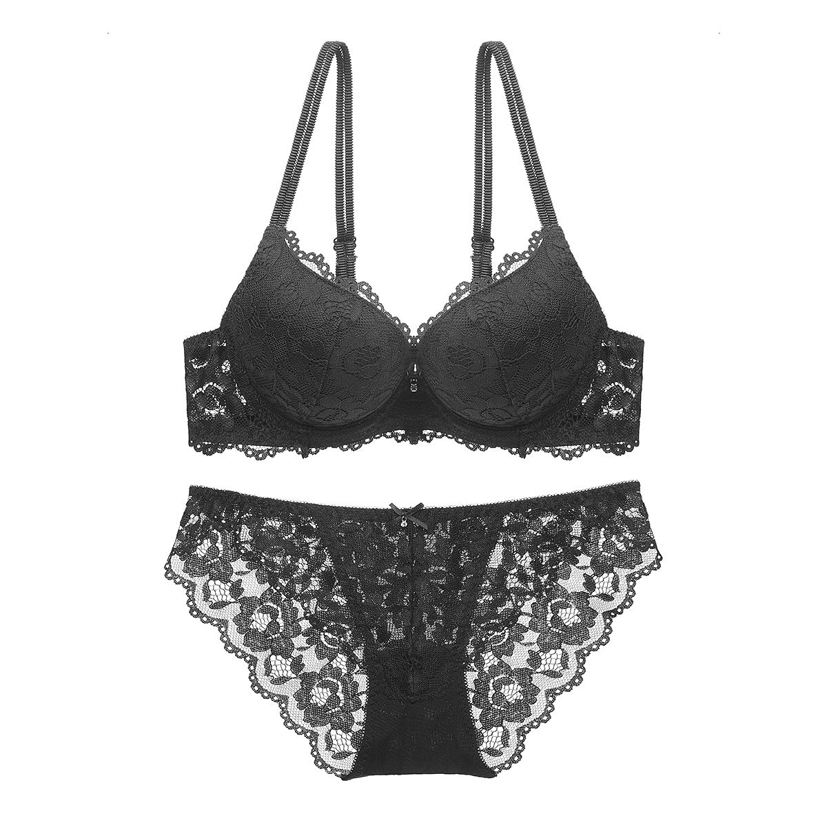 Lace Bra & Panty Set – Wireless Push-Up with Floral Embroidery | 7 Colors