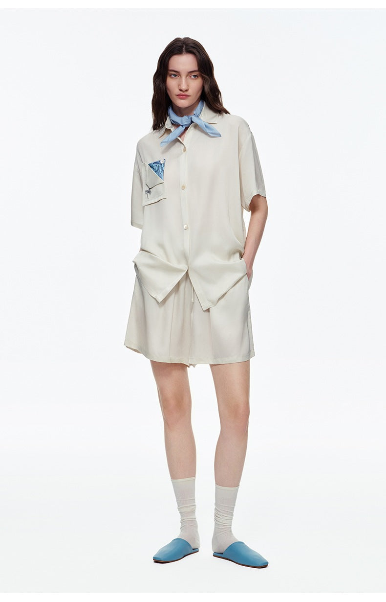Satin Shirt & Shorts Pajama Set | Women's Summer Loungewear