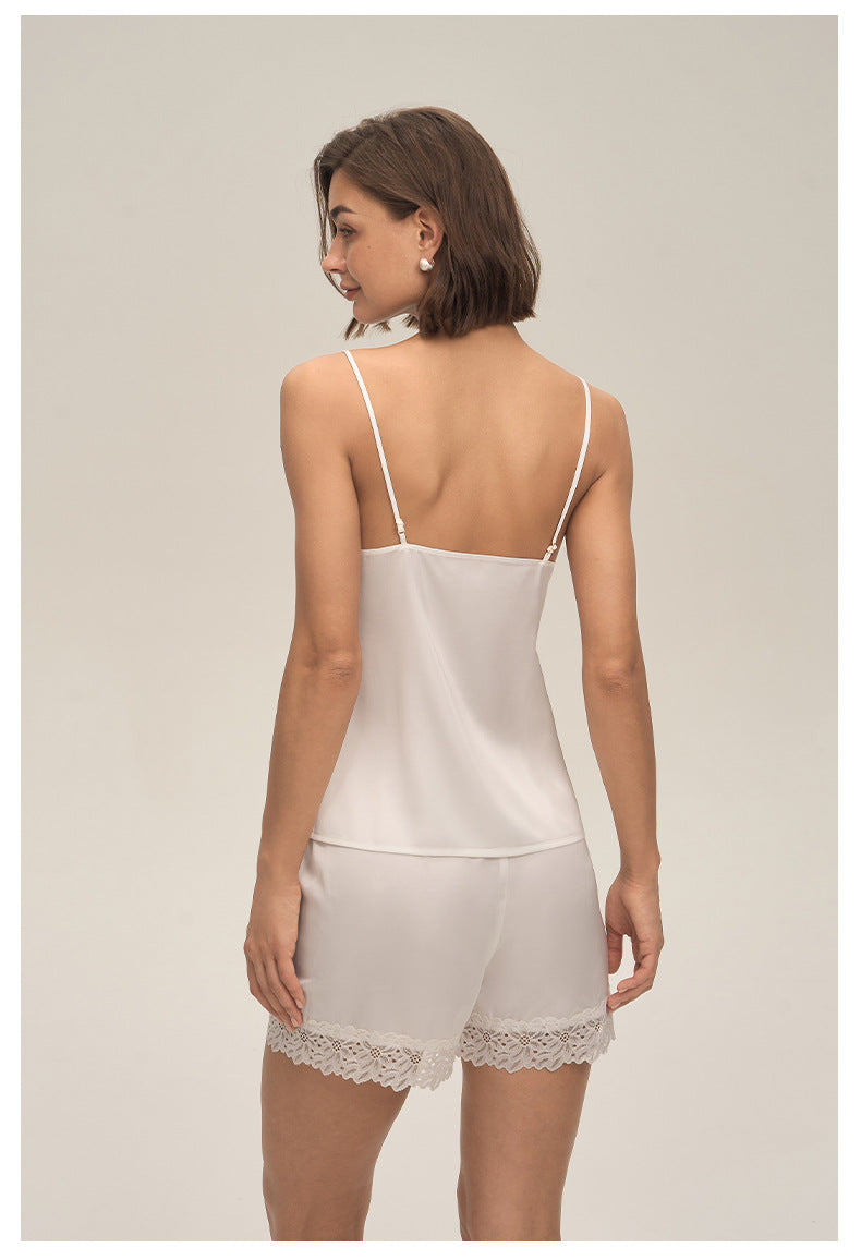 Lace Spaghetti Strap Shorts Casual Loungewear Set — Comfortable Homewear