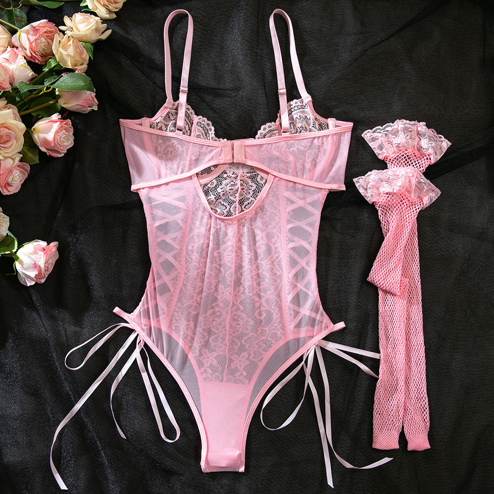 European and American cross-border summer lace sexy multi-color onesie suspender cross-strap body sculpting ascetic system foreign trade wholesale