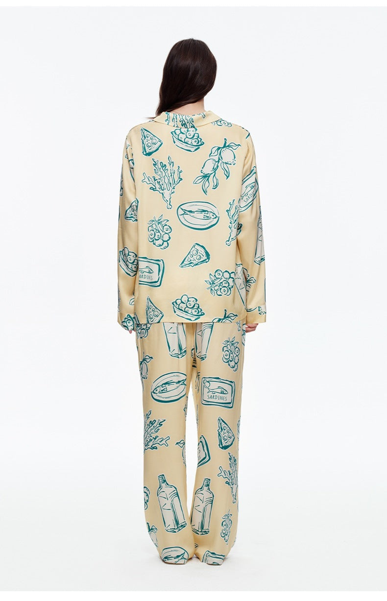 Printed Long Sleeve Pajama Set | Skin-Friendly Comfort Loungewear