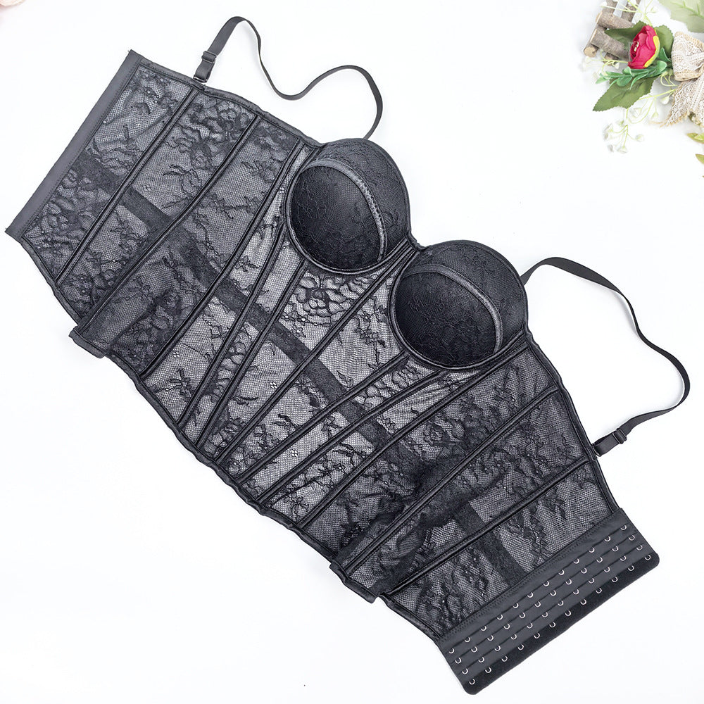 Back Hook Lace Fishbone Corset Bra