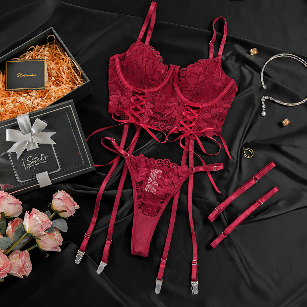 Lace Strap Lingerie Set | Elegant Bra & Brief for Women