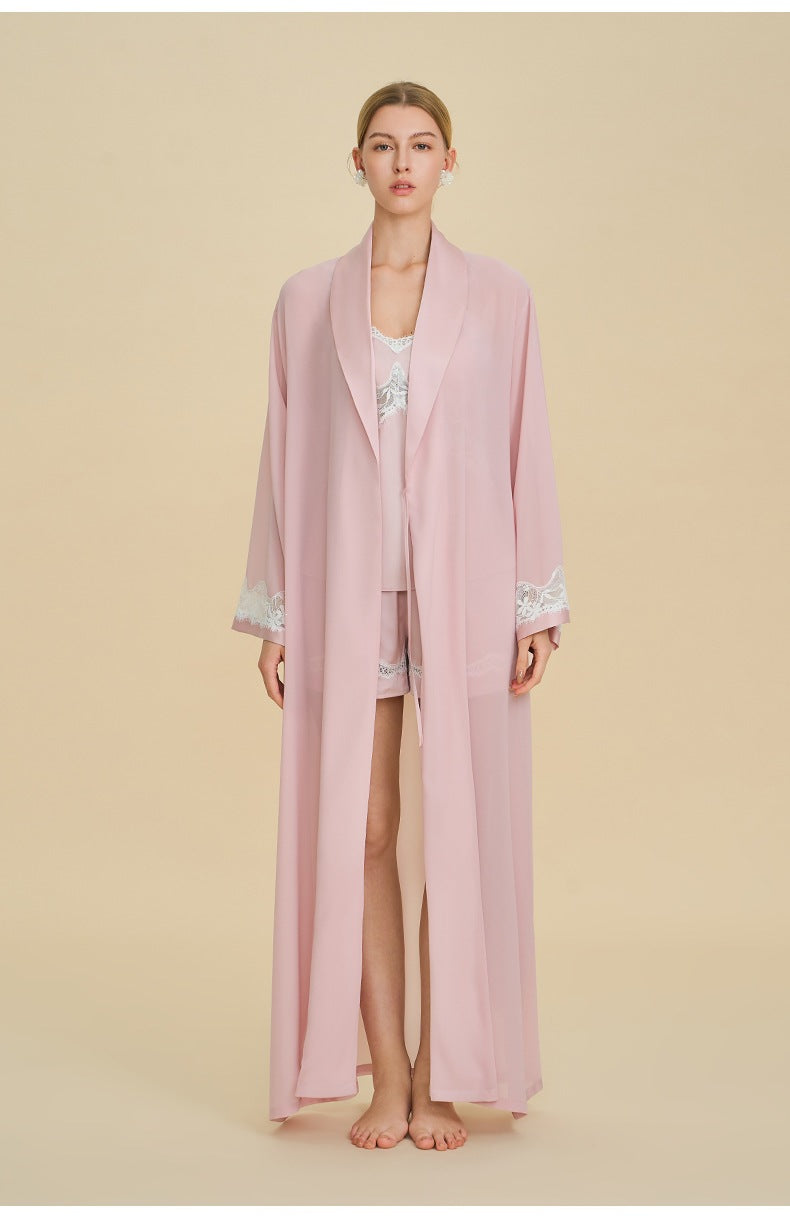 Slip Nightgown, Robe & Shorts Three-Piece Set | Luxury Loungewear