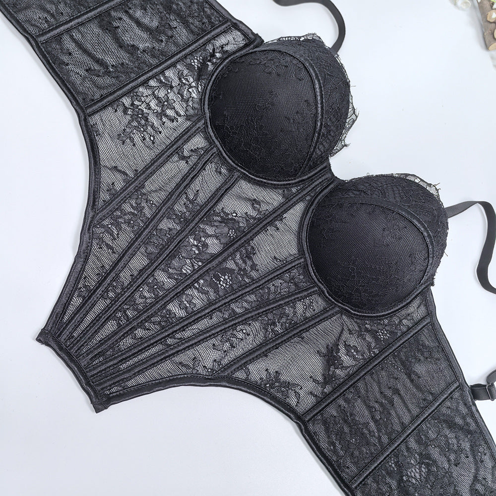 Open Back Lace Fishbone Corset Bra