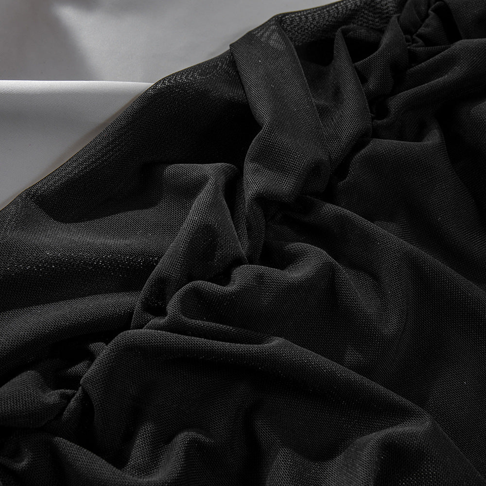 Embossed Ruched Bodycon Slip Dress