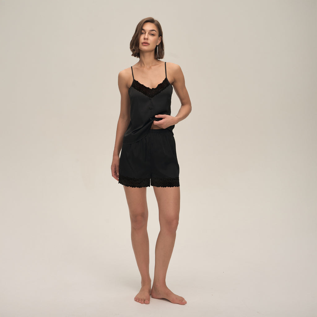 Lace Spaghetti Strap Shorts Casual Loungewear Set — Comfortable Homewear