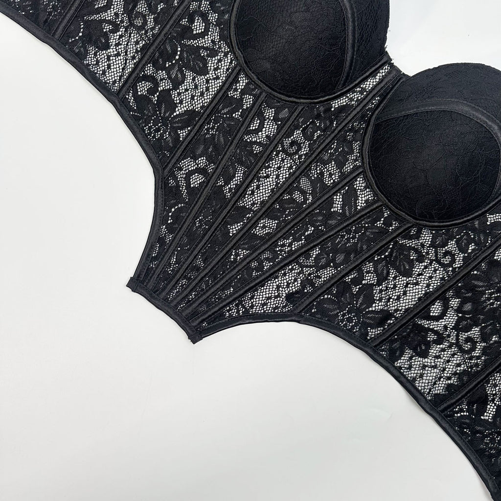 Luxury Lace Trim Fishbone Corset Bra