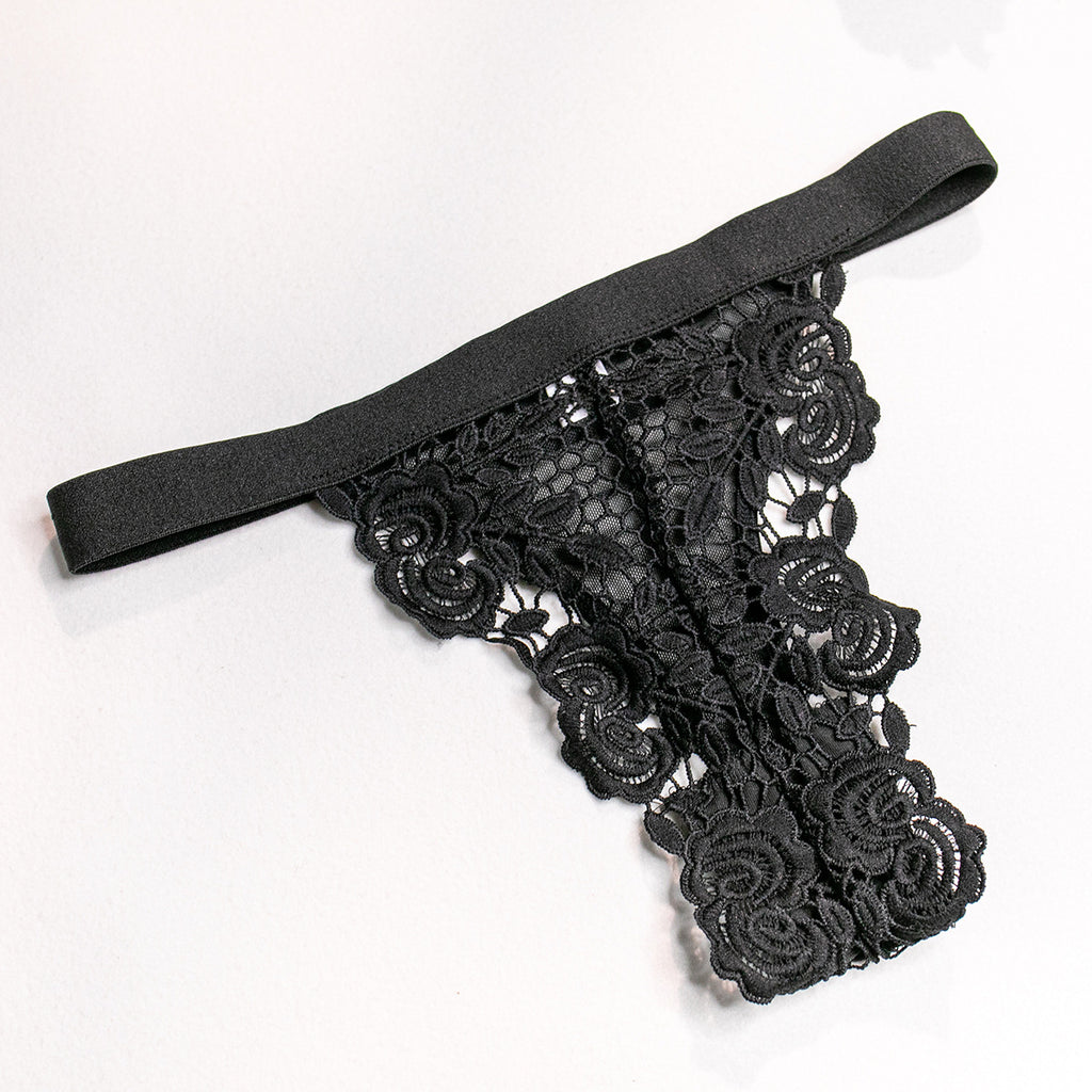 Lace Hollow-Out Backless Lingerie Set | Three-Piece Sexy Bra