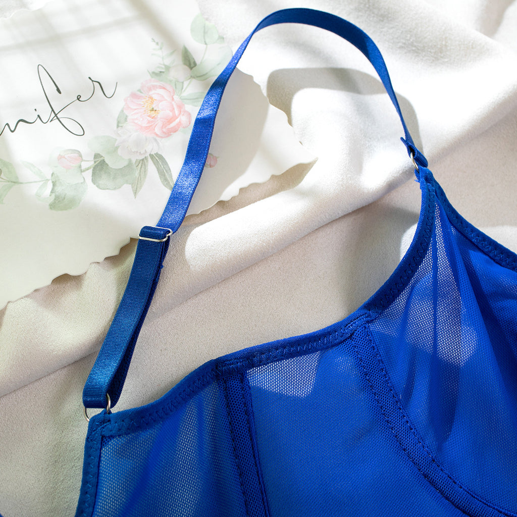 Fishbone Colorblock Sheer Mesh Lift Bra Set