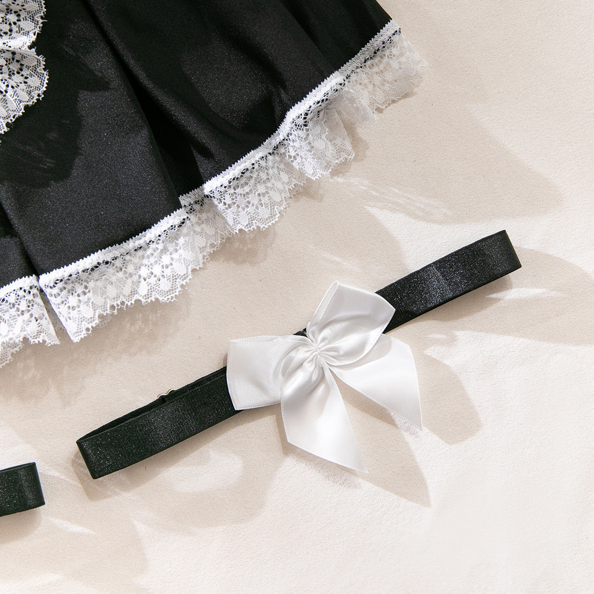 Sinful Maid Lace Apron Lingerie Four-Piece Set
