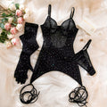 Sequin Underwire Sheer Bodycon Mini Dress with Gloves
