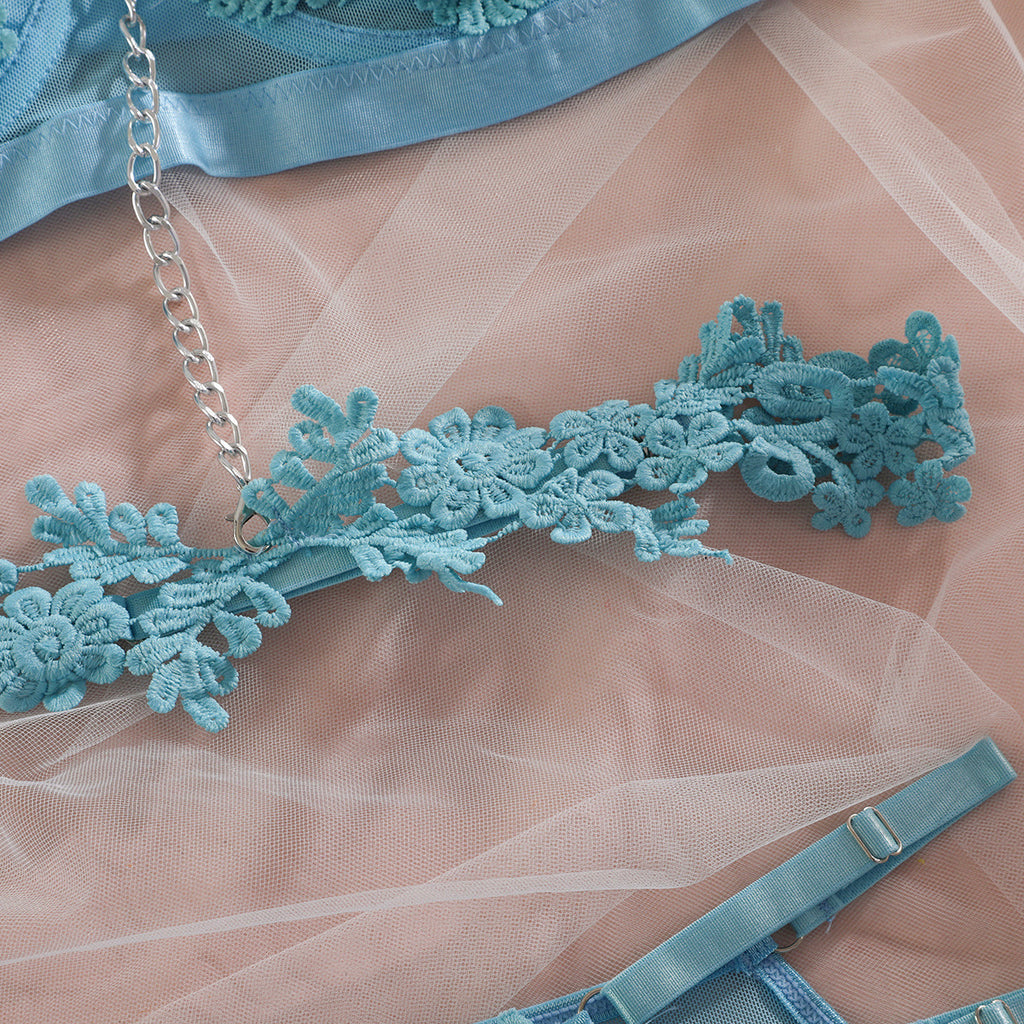 Soluble Lace Chain Gathering Lingerie Set