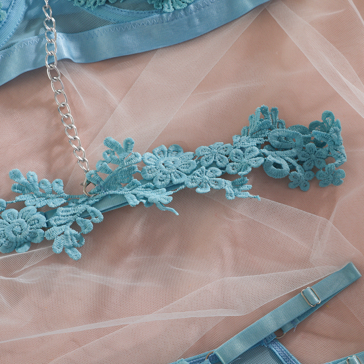 Soluble Lace Chain Gathering Lingerie Set