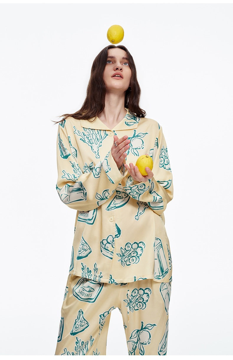 Printed Long Sleeve Pajama Set | Skin-Friendly Comfort Loungewear