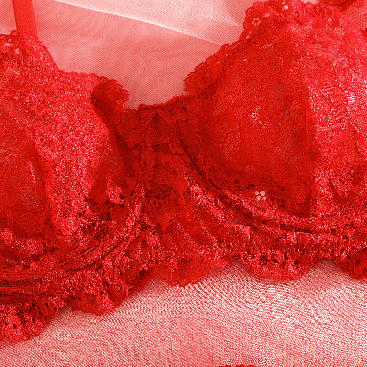 Spaghetti Strap Lace Sheer Sexy Lingerie Set