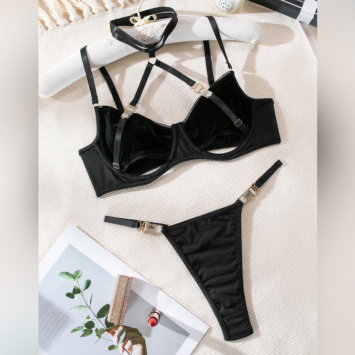 Pure Desire Halter Garter Sheer Lingerie Set