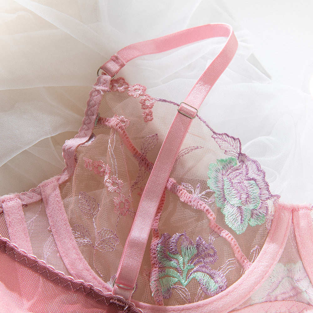 Fleur Lace Embroidery Underwire Lift Bra Set