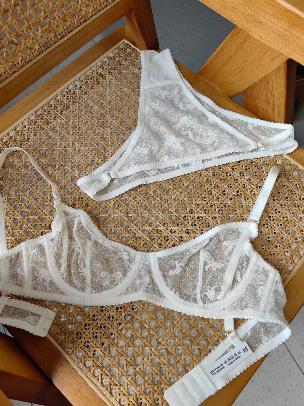 Jacquard Lace Ultra-Thin Sheer Lift Anti-Sag Bra Set