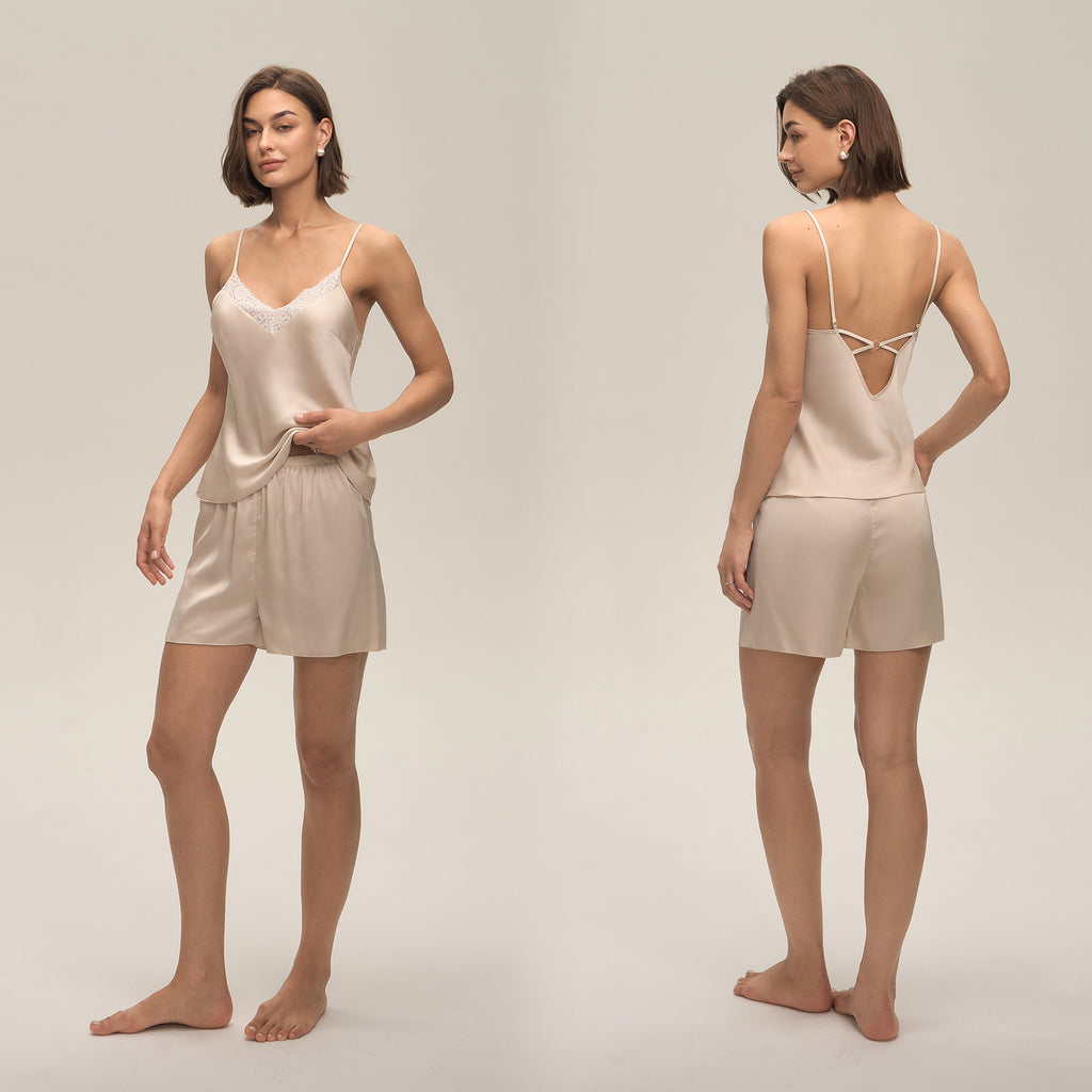 Lace Spaghetti Strap Shorts Pajama Set — Comfortable Summer Loungewear