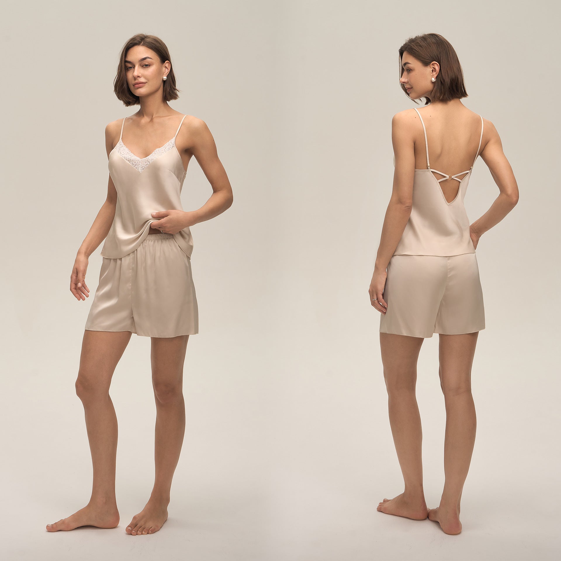 Lace Spaghetti Strap Shorts Pajama Set — Comfortable Summer Loungewear