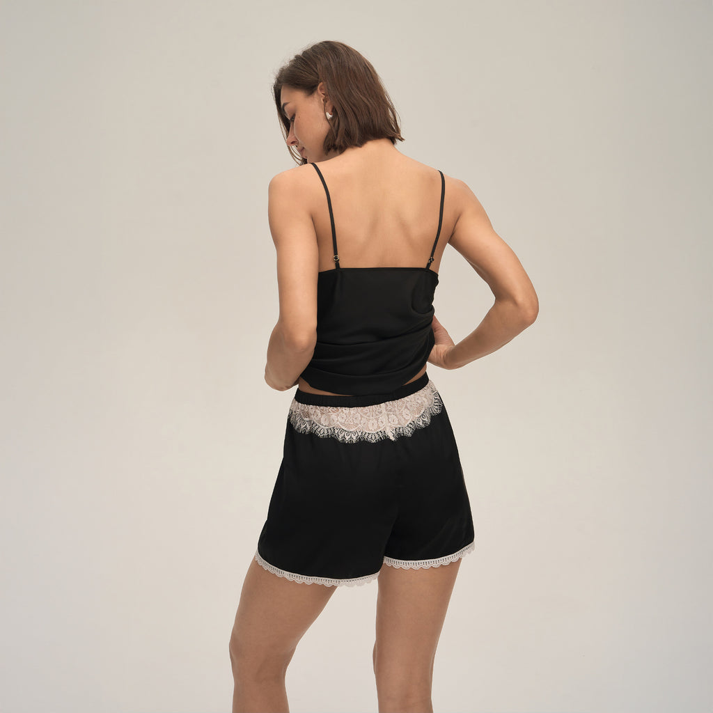 Lace Spaghetti Strap Shorts Loungewear Set — Casual & Comfortable Homewear