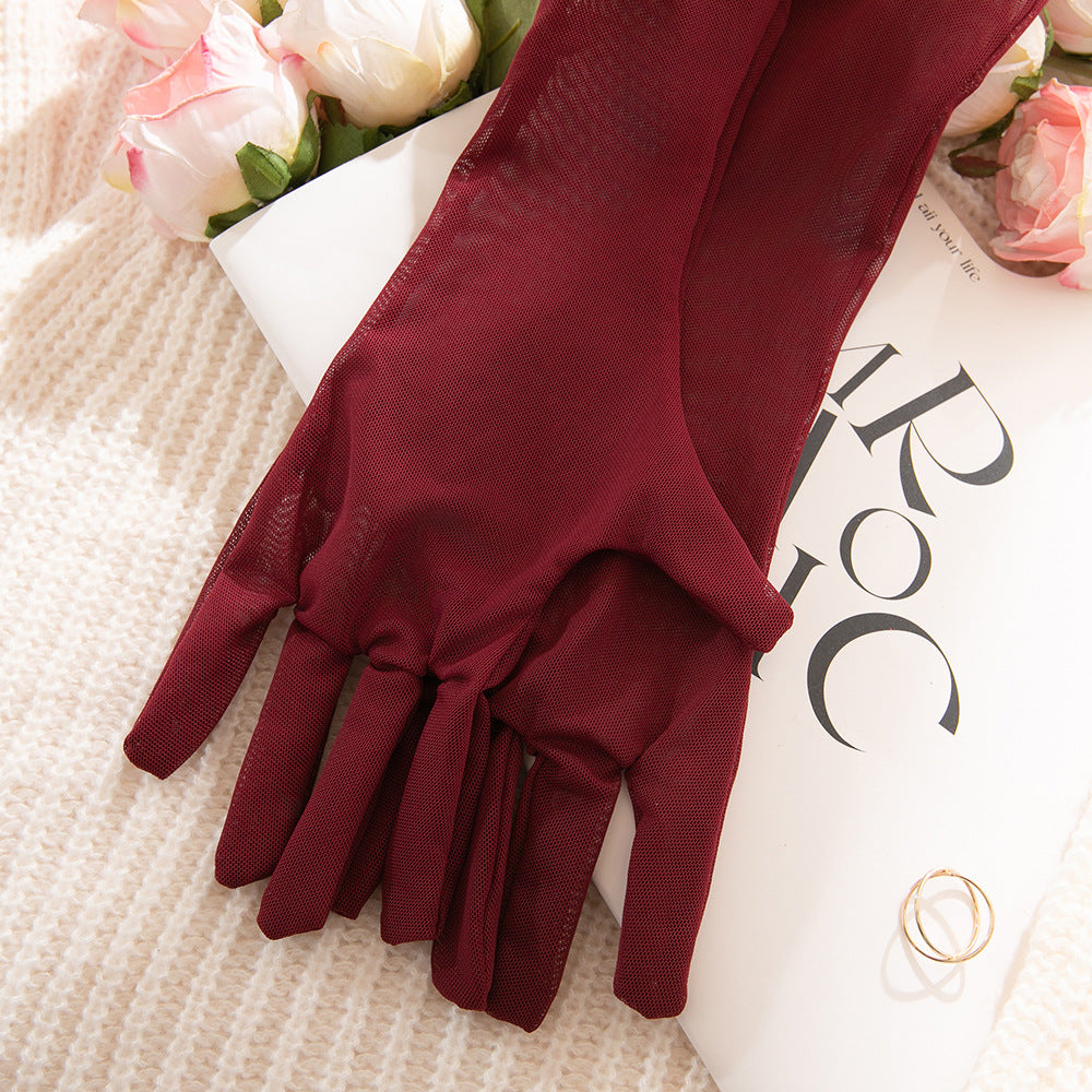 Burgundy Lace Hollow-Out Sculpting Bodysuit with Gloves