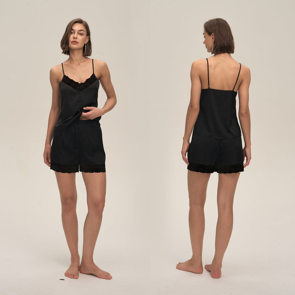 Lace Spaghetti Strap Shorts Casual Loungewear Set — Comfortable Homewear