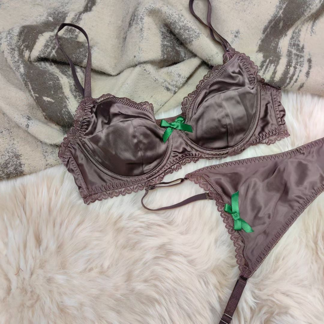 Satin Lace Bra Set – French Summer, Anti-Sag, Push-Up | 5 Colors