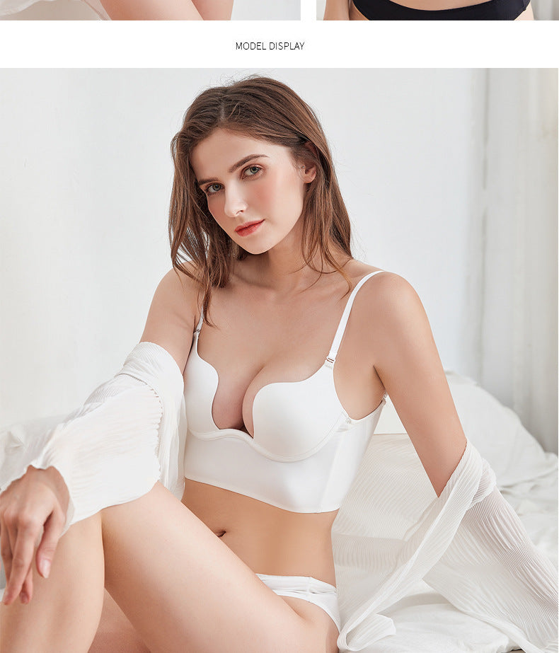 U-Back Halter Bra – Seamless Push-Up with Side Support & Deep Backless Design