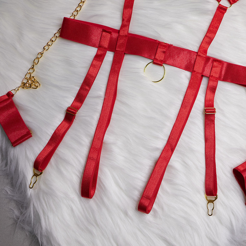 Lace Chain Four-Piece Lingerie Set