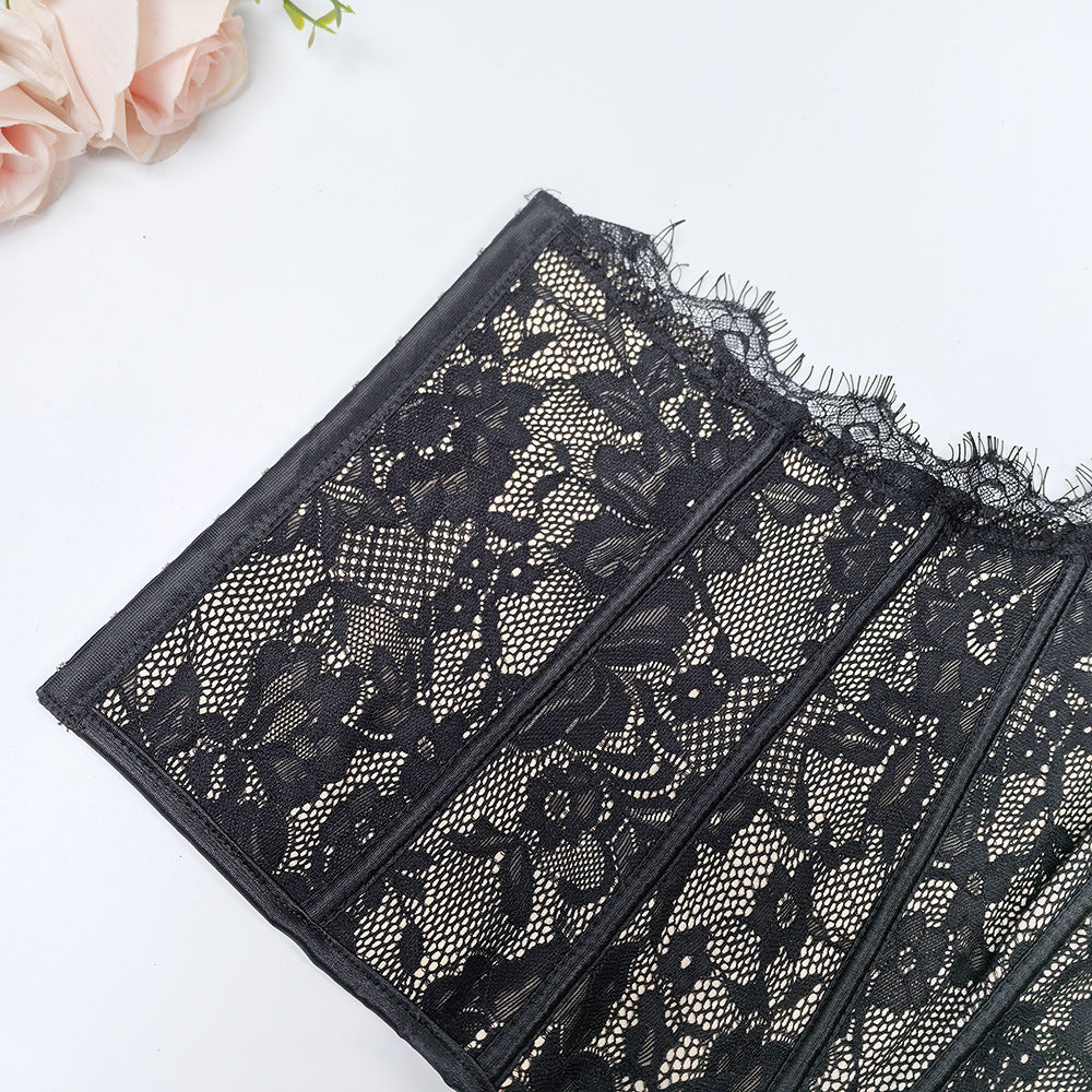 Off-Shoulder Lace Fishbone Corset Bra