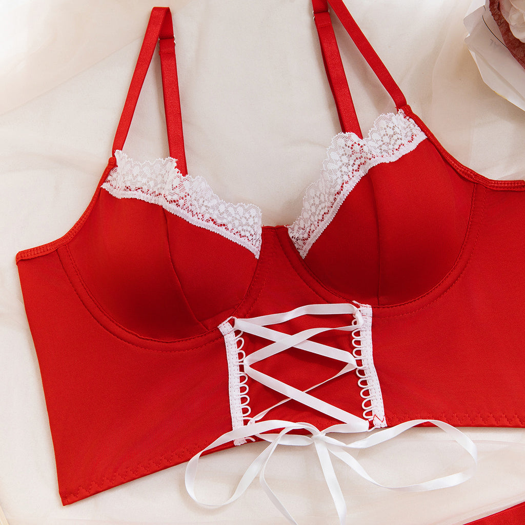 Sinful Maid Lace Apron Lingerie Four-Piece Set