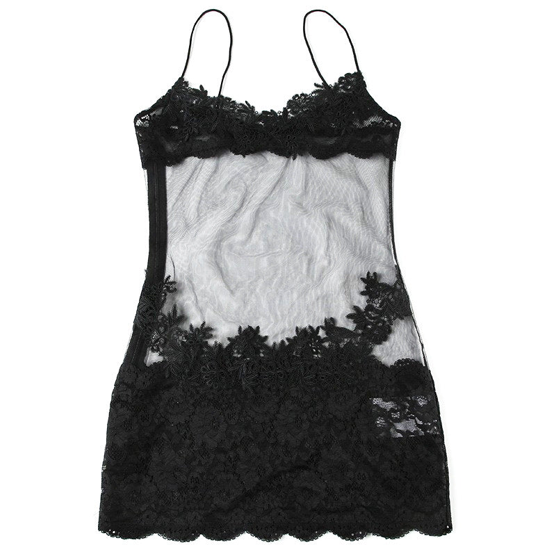 Sheer Lace Mesh One-Piece Suspender Skirt – Bodycon, Sleepwear