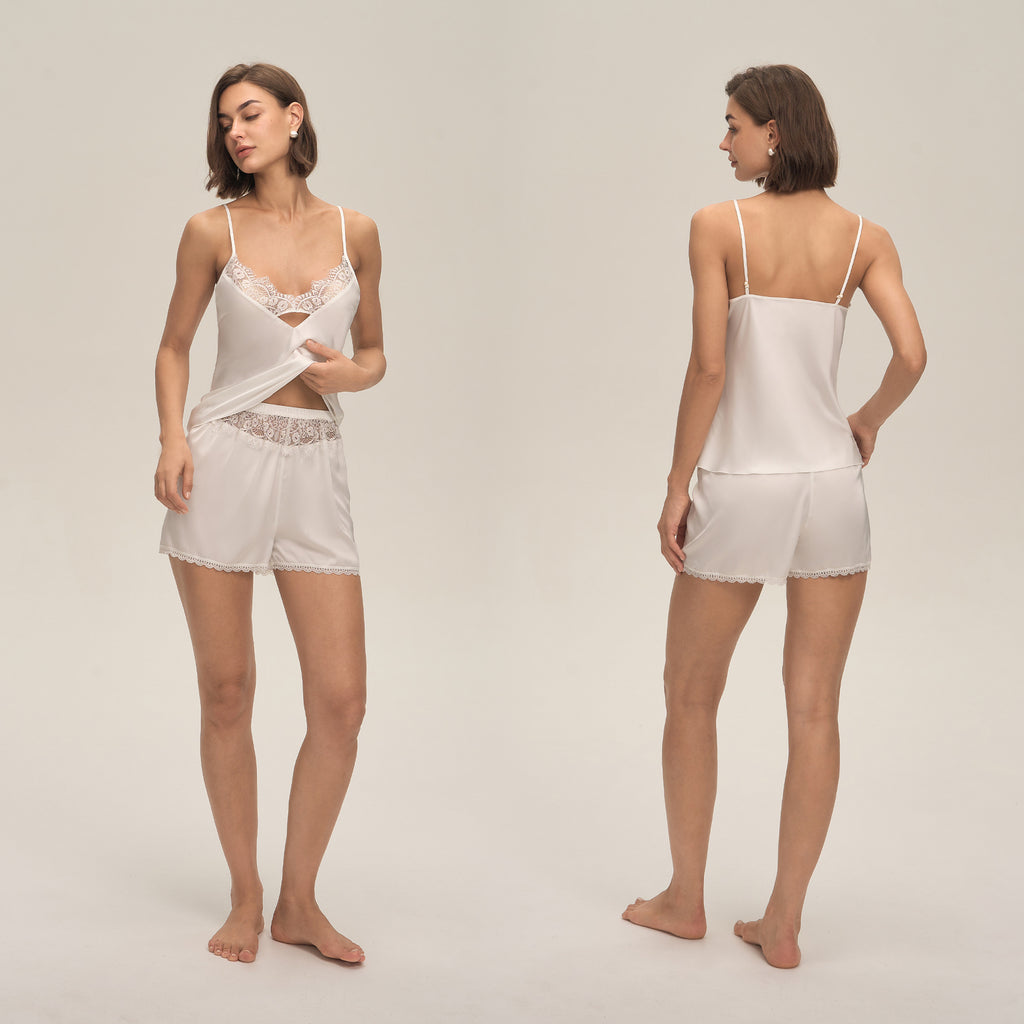 Lace Spaghetti Strap Shorts Loungewear Set — Casual & Comfortable Homewear