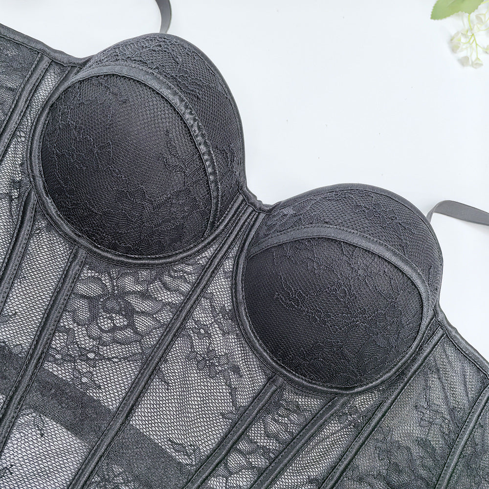 Back Hook Lace Fishbone Corset Bra