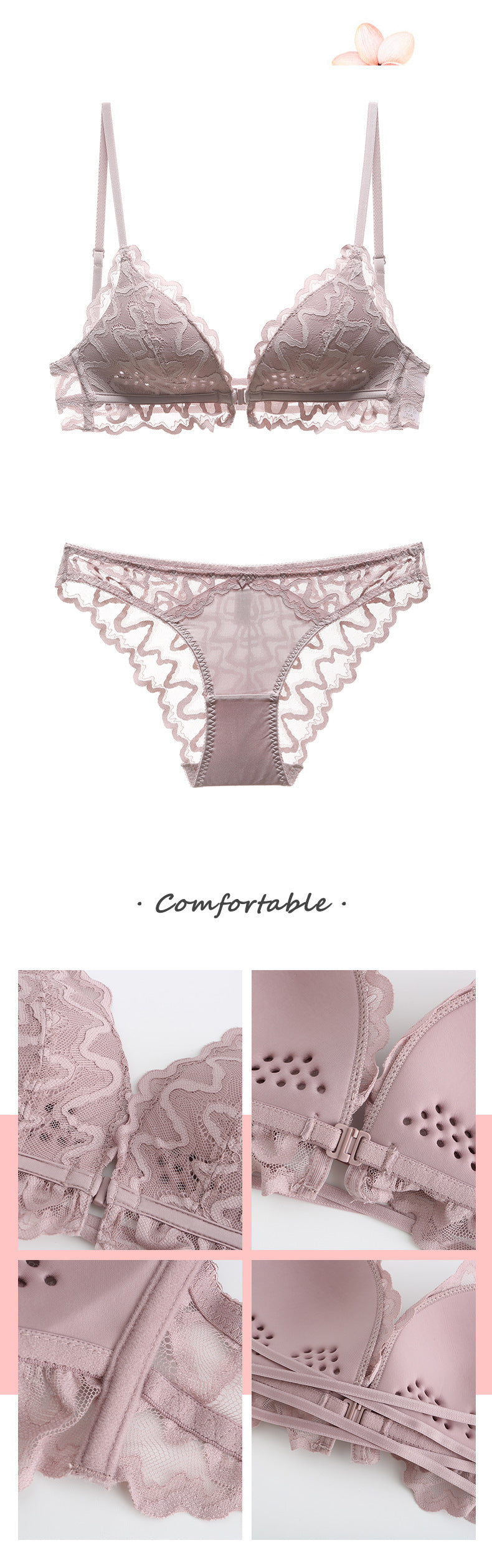 French Halter Bra Set – U-Shape, Cross-Front