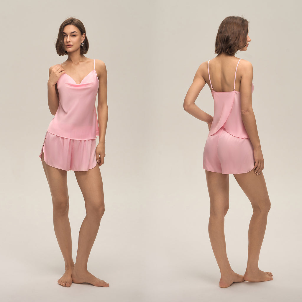 Swing Collar Spaghetti Strap Shorts Loungewear Set — Casual Homewear