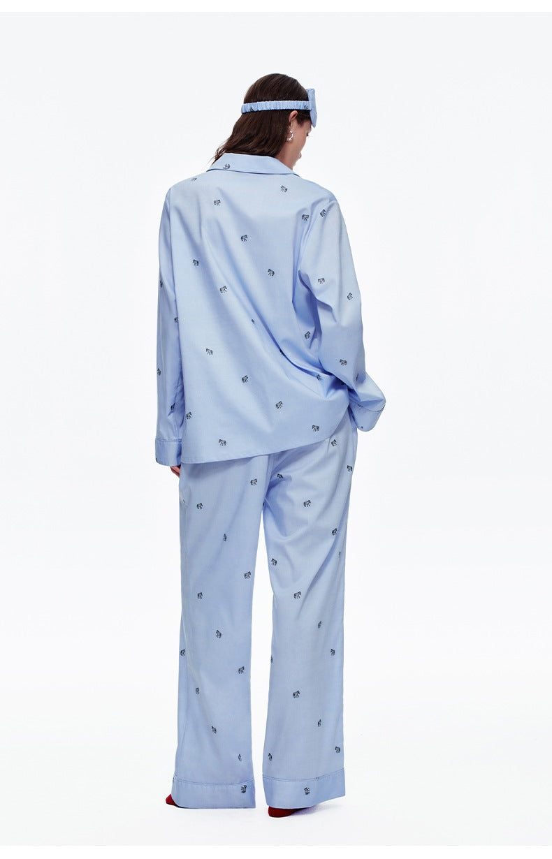 Blue Zebra Print Luxury Two-Piece Loungewear Set | Casual Home Outfit