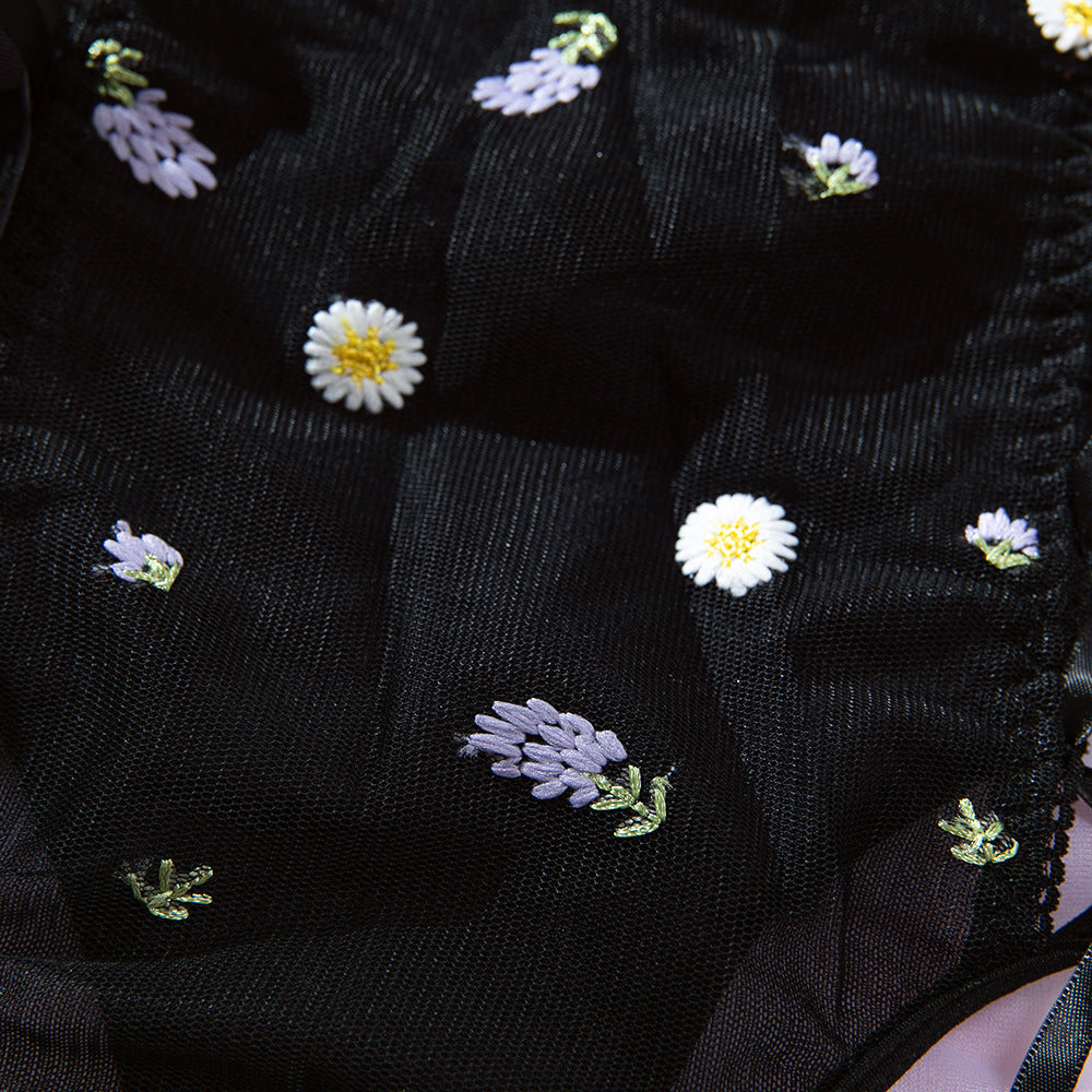 Daisy Embroidery Strapless Bodysuit