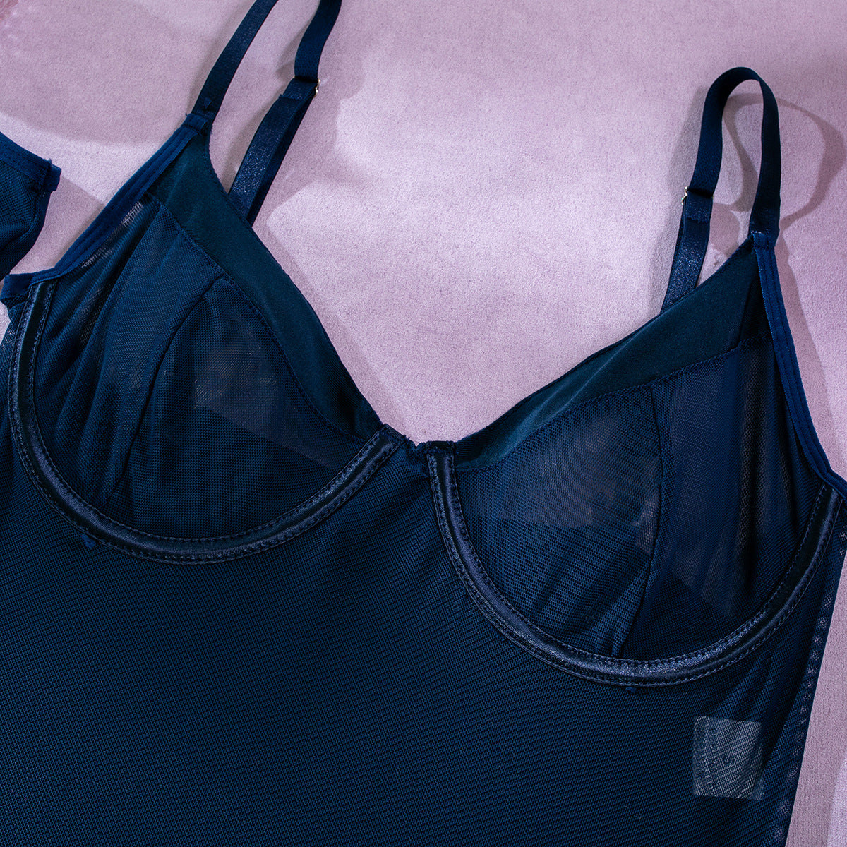 Sheer Mesh Bodysuit with Gloves | Slim-Fit Hip-Lift Lingerie Onesie