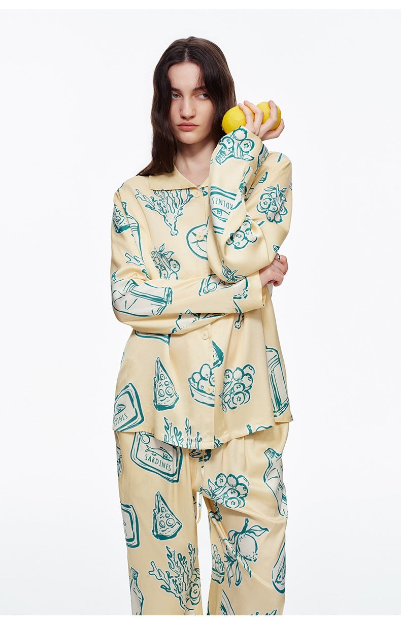 Printed Long Sleeve Pajama Set | Skin-Friendly Comfort Loungewear