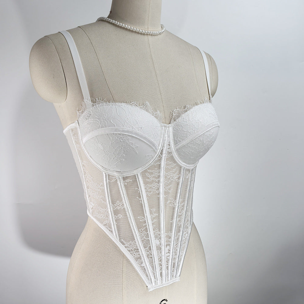 Open Back Lace Fishbone Corset Bra