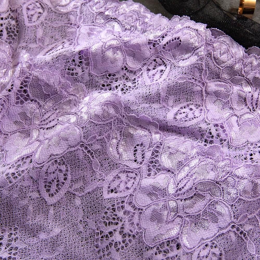 Lavender Lace Bow Bra Mini Skirt Set