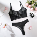 Fishbone Colorblock Sheer Mesh Lift Bra Set
