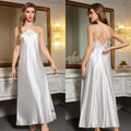 Halter Neck Open Back Satin Sleep Dress – Sexy Long Nightgown