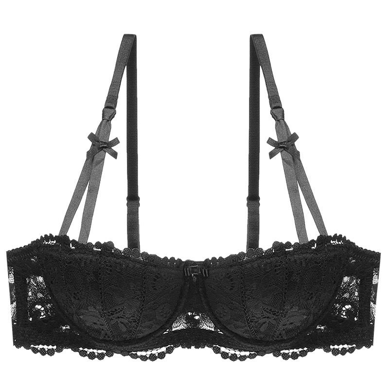 Half-Cup Lace Bra Set – Gather, Push-Up, Anti-Sag | Top or Se