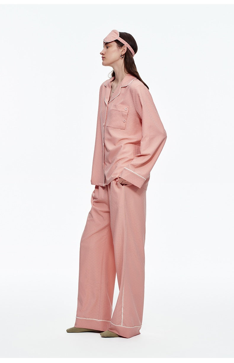 Brushed Soft Long Sleeve Pajama Set | Loose Casual Loungewear