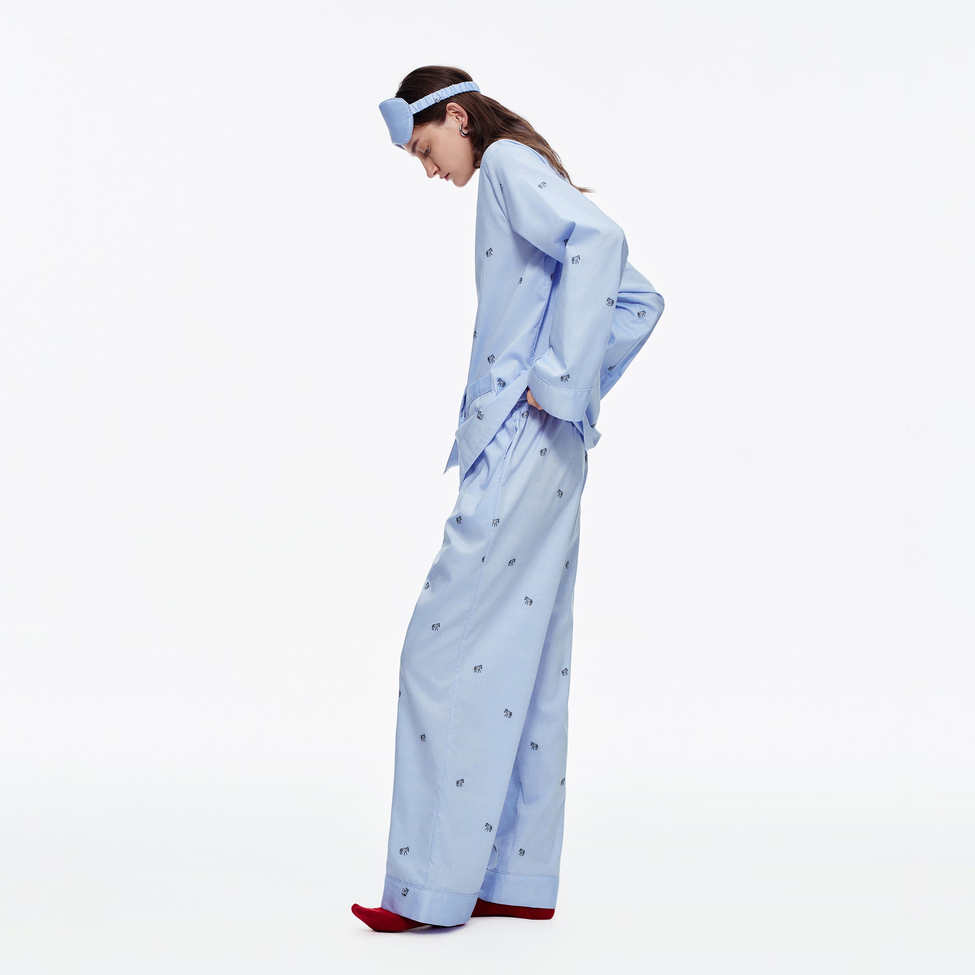 Blue Zebra Print Luxury Two-Piece Loungewear Set | Casual Home Outfit